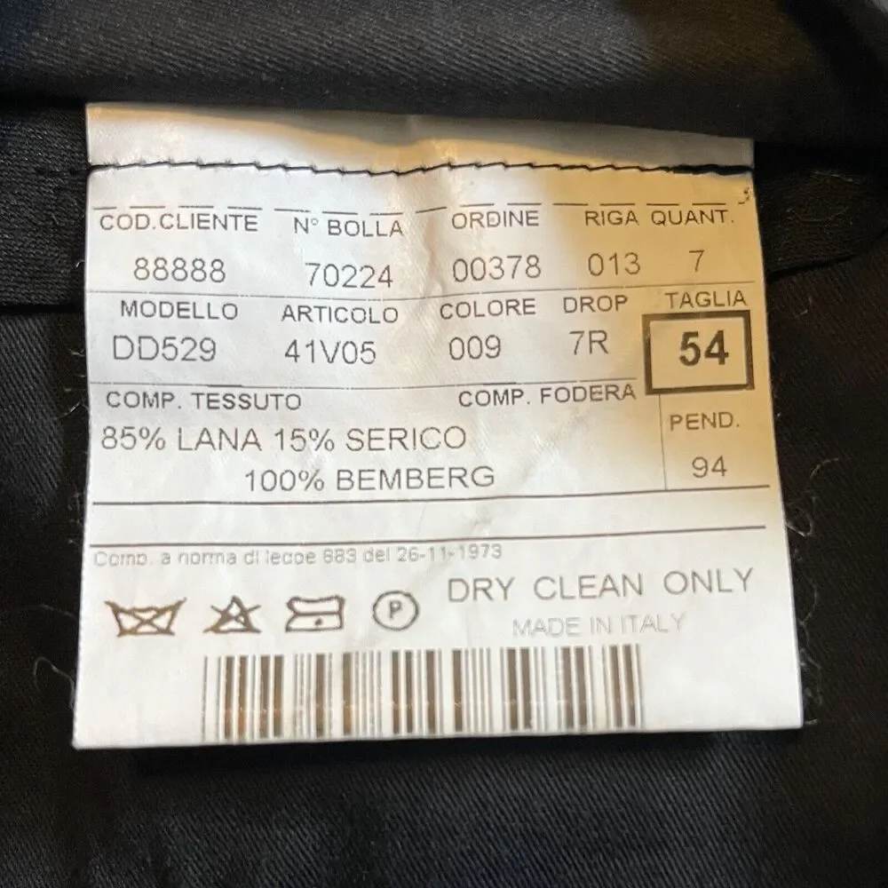 Eredi Pisano Cuffed Dress‎ Pants Slim Fit Navy Wool Silk Size 54EU 38US